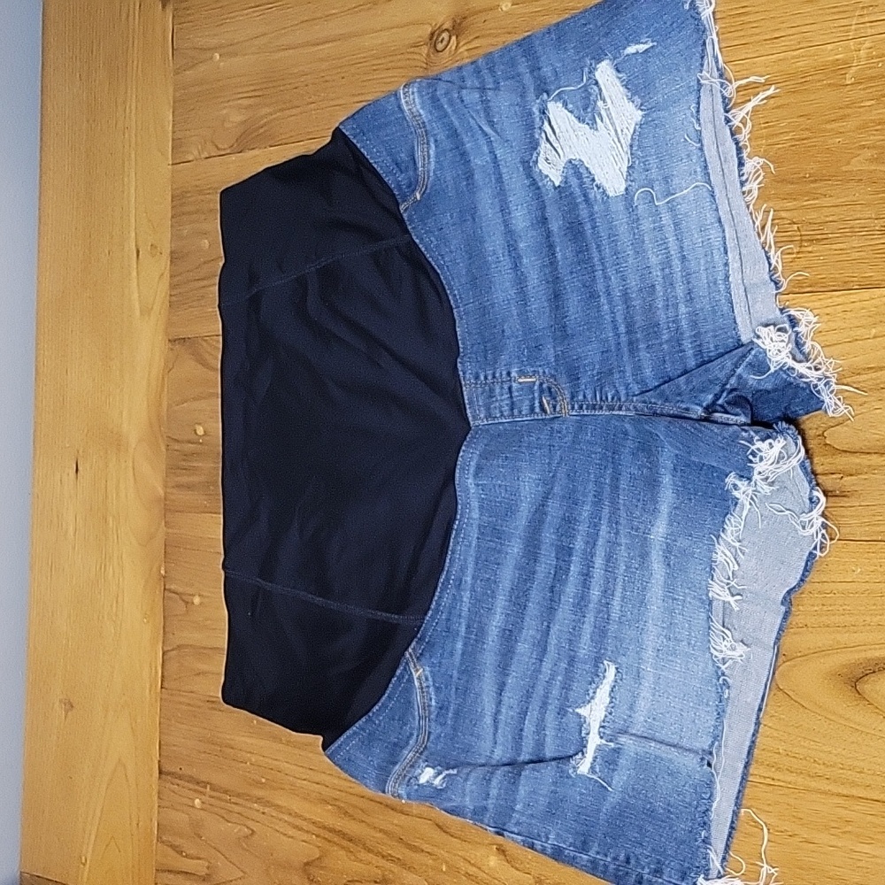 Isabel Maternity size 16 distressed maternity shorts with raw hem jean shorts